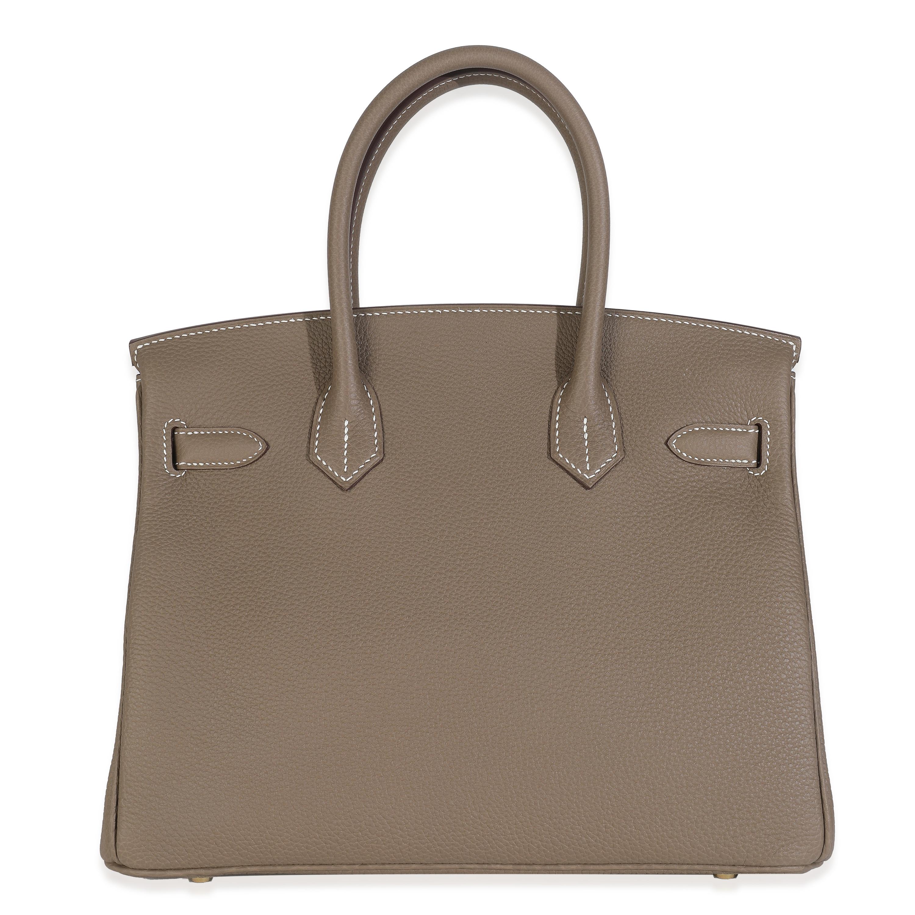 Hermès Etoupe Togo Birkin 30 GHW
SKU: M147997

Condition Description: The elusive Birkin bag from Hermès was designed after then-artistic director, Jean-Louis Dumas, was sat next to Jane Birkin on a flight from Paris to London and the pair discussed