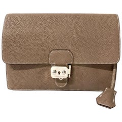 Hermès Etoupe Togo Jet Pochette Clutch