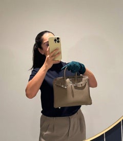 Hermès Etoupe Togo Leather Birkin 25cm Retourne