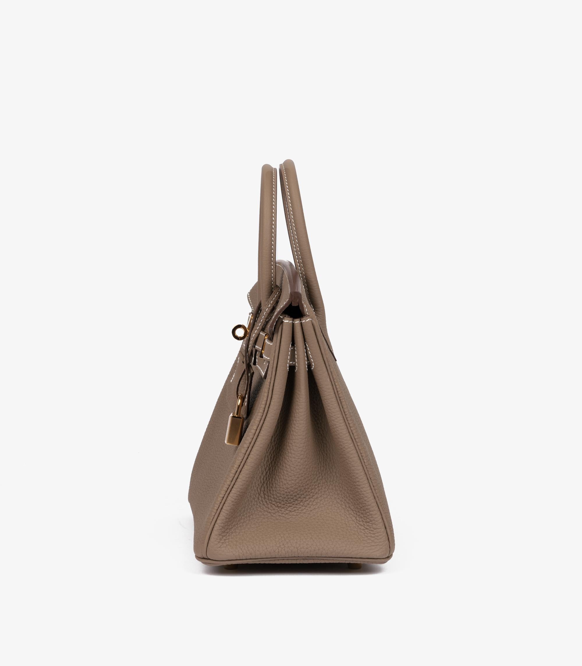 Hermès Etoupe Togo Leather Birkin 25cm Retourne en vente 1