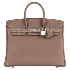Hermès Etoupe Togo Leather Birkin 25cm Retourne