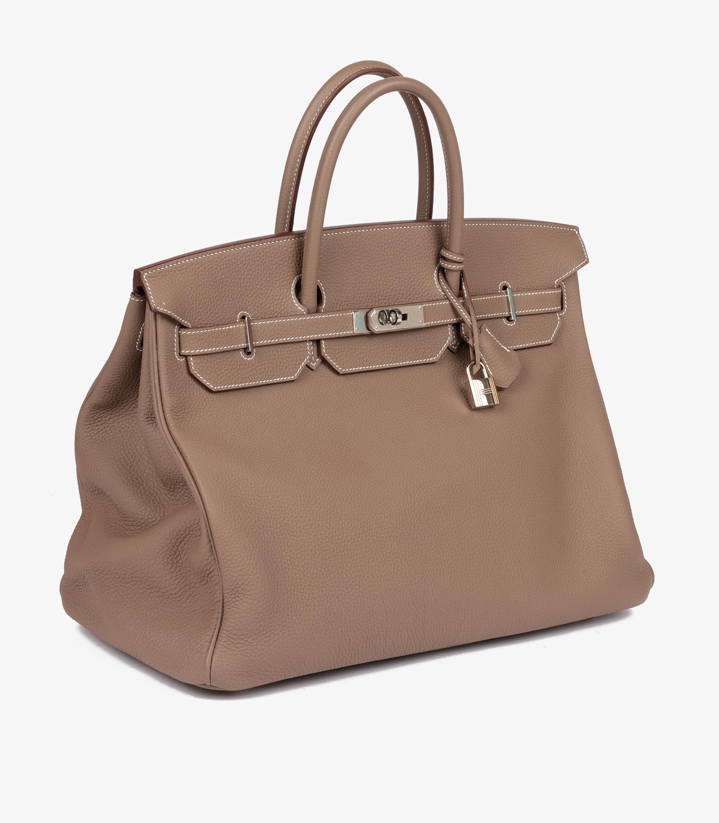 Brown Hermès Etoupe Togo Leather Birkin 40cm Retourne For Sale