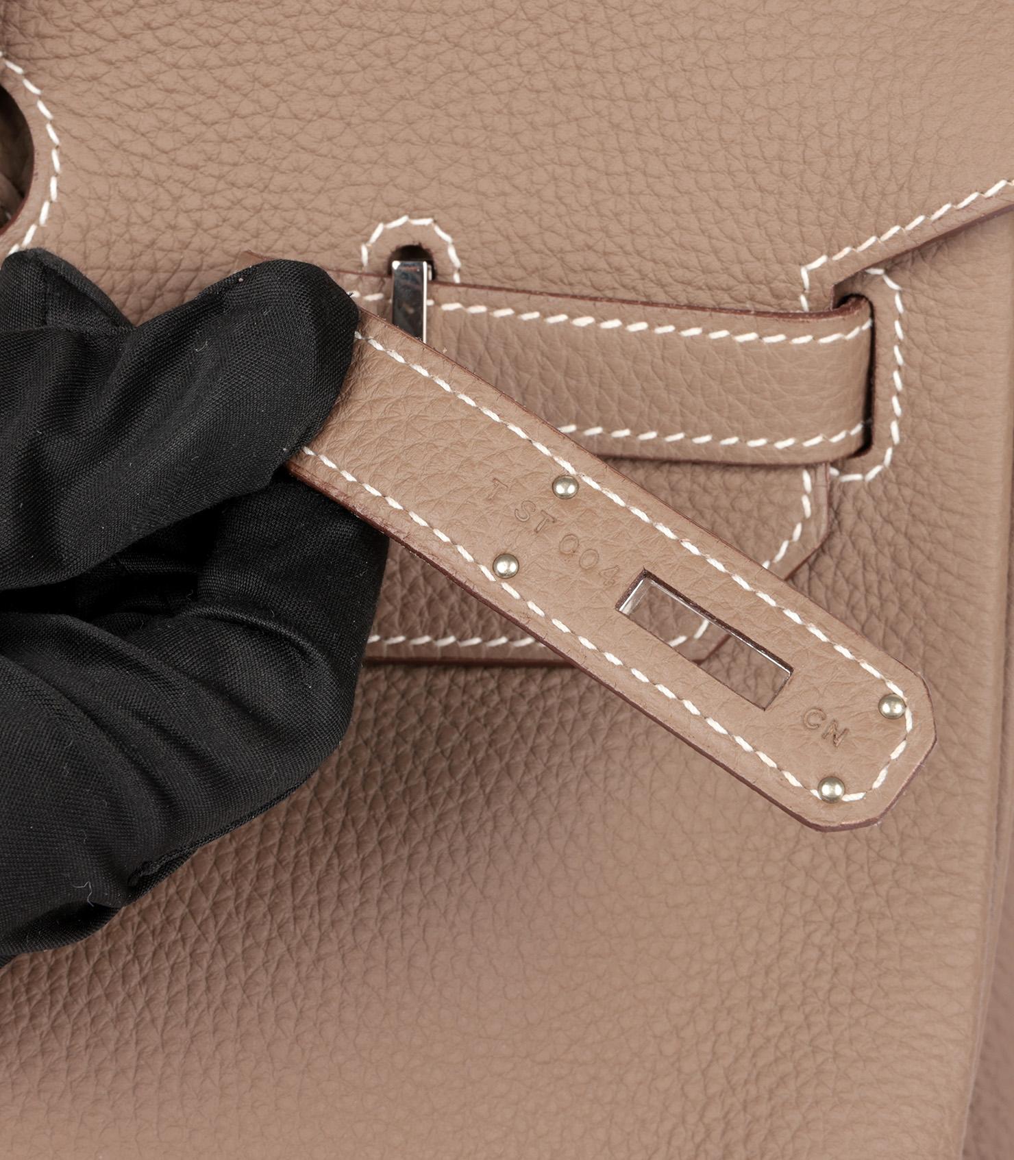 Hermès Etoupe Togo Leather Birkin 40cm Retourne For Sale 4