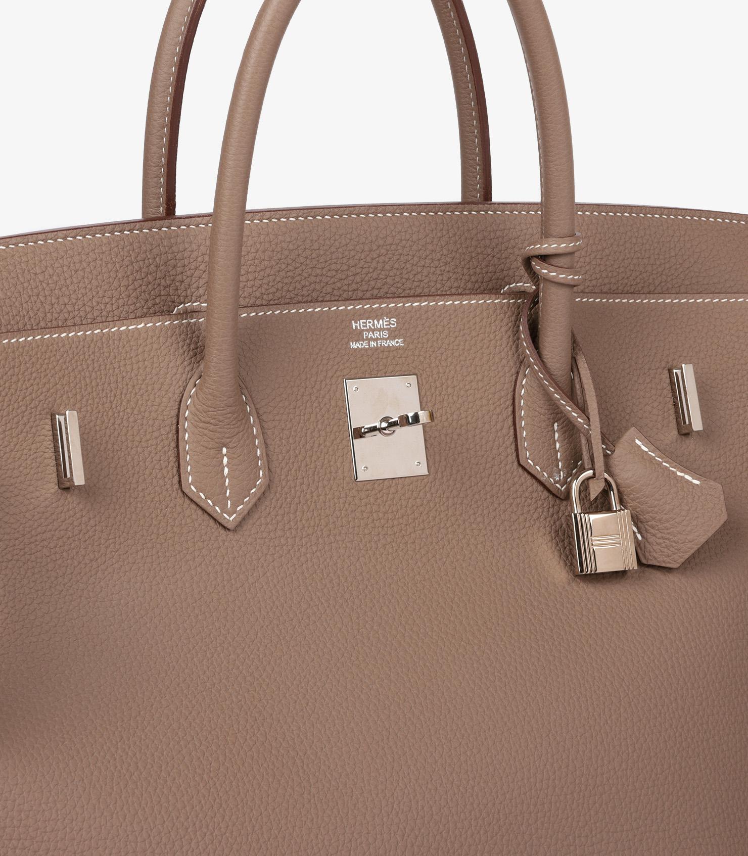 Hermès Etoupe Togo Leather Birkin 40cm Retourne For Sale 4