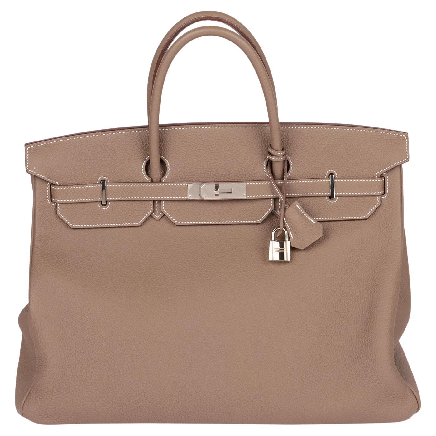 Hermès Etoupe Togo Leather Birkin 40cm Retourne For Sale
