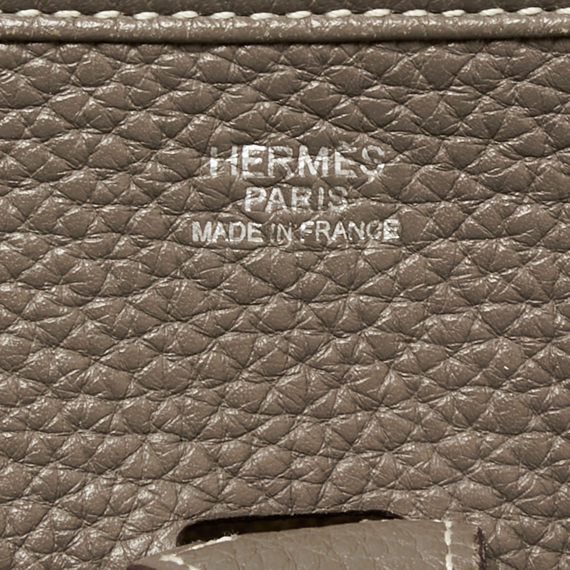 Hermes Etoupe Togo Leather Evelyne III PM Bag 5