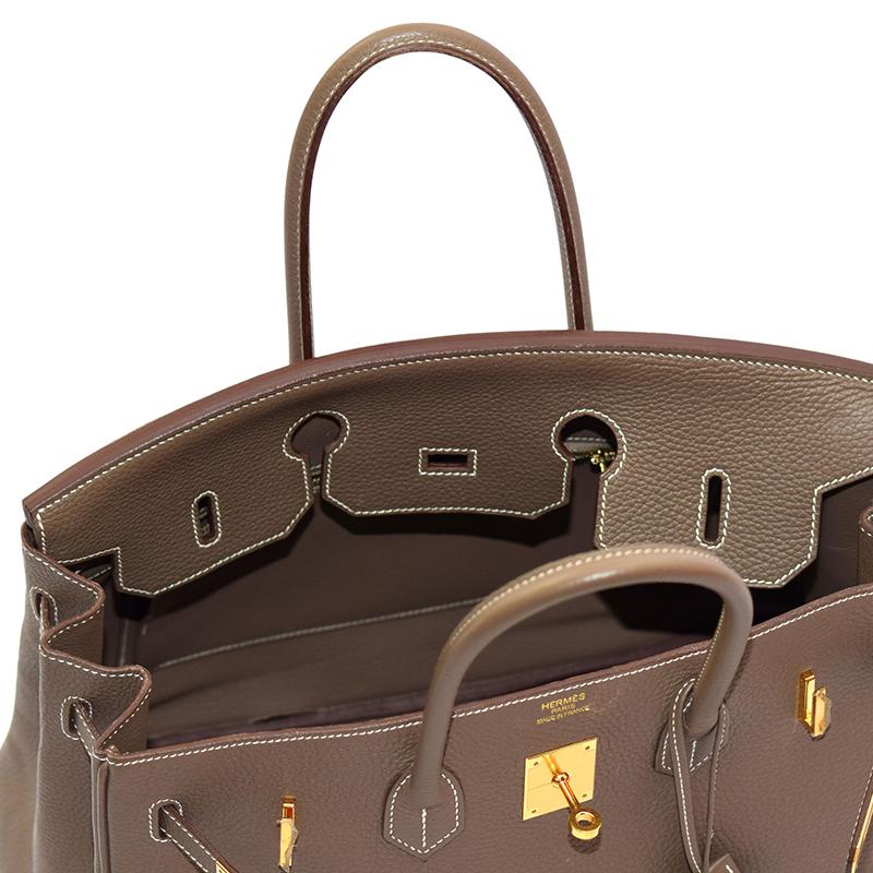 Hermes Etoupe Togo Leather Gold Hardware Birkin 35 Bag 3