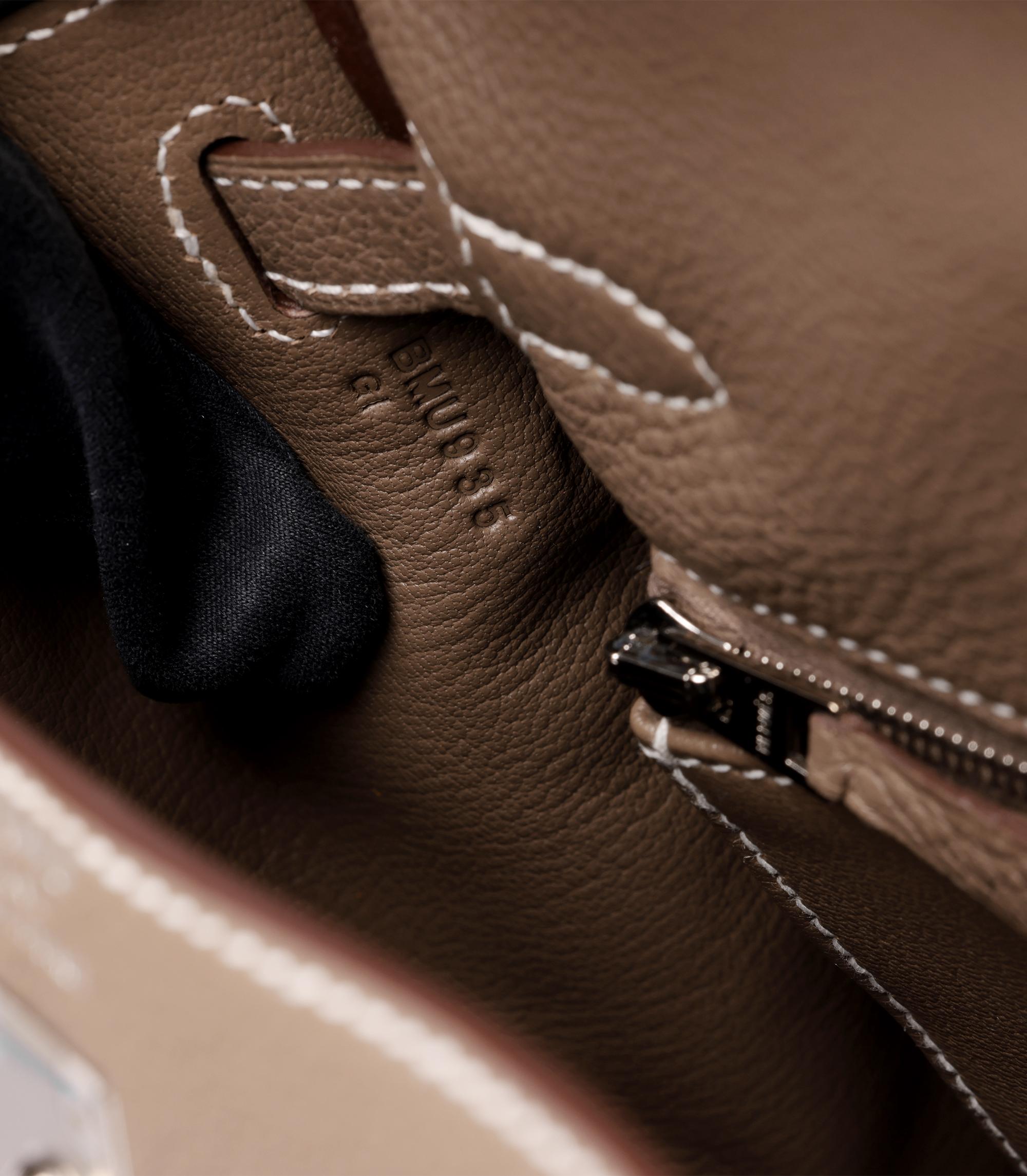 Hermès Etoupe Togo Leather Kelly 25cm Retourne im Angebot 5
