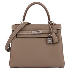 Hermès Etoupe Togo Leather Kelly 25cm Retourne