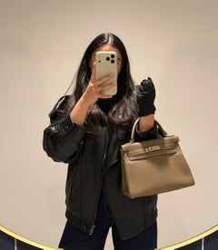 Hermès Etoupe Togo Leather Kelly 28cm Retourne
