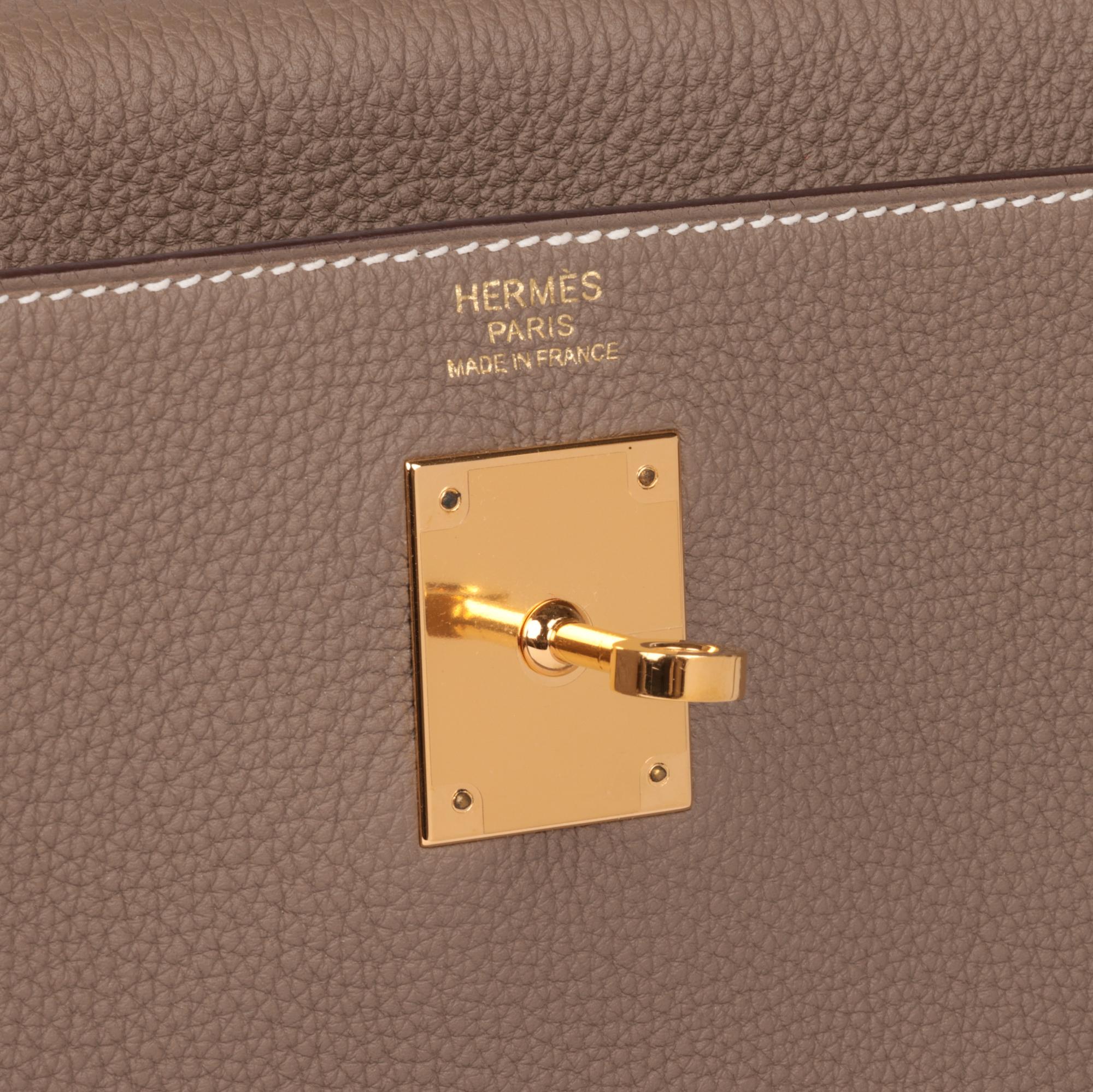 Hermès Etoupe Togo Leather Kelly 32cm Retourne 3