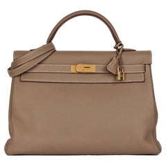 HERMÈS Etoupe Togo Leather Kelly 40cm Retourne