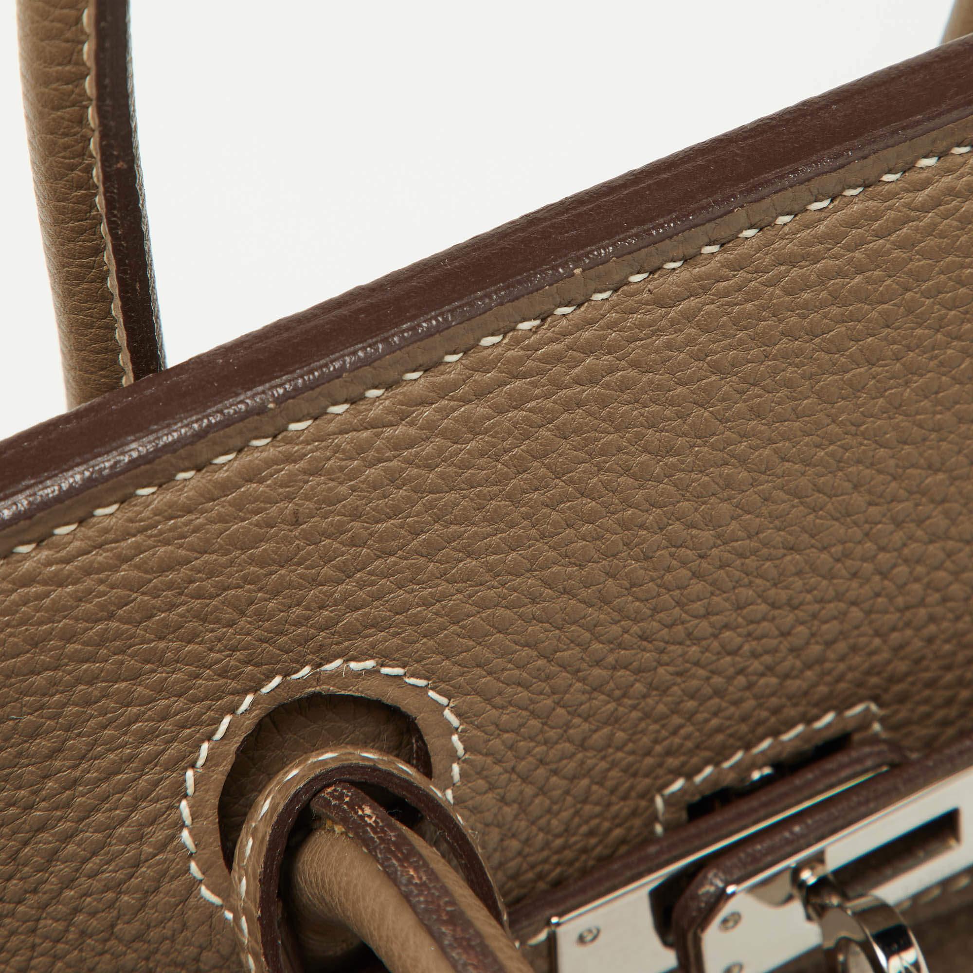 Women's Hermes Etoupe Togo Leather Palladium Finish Birkin 25 Bag