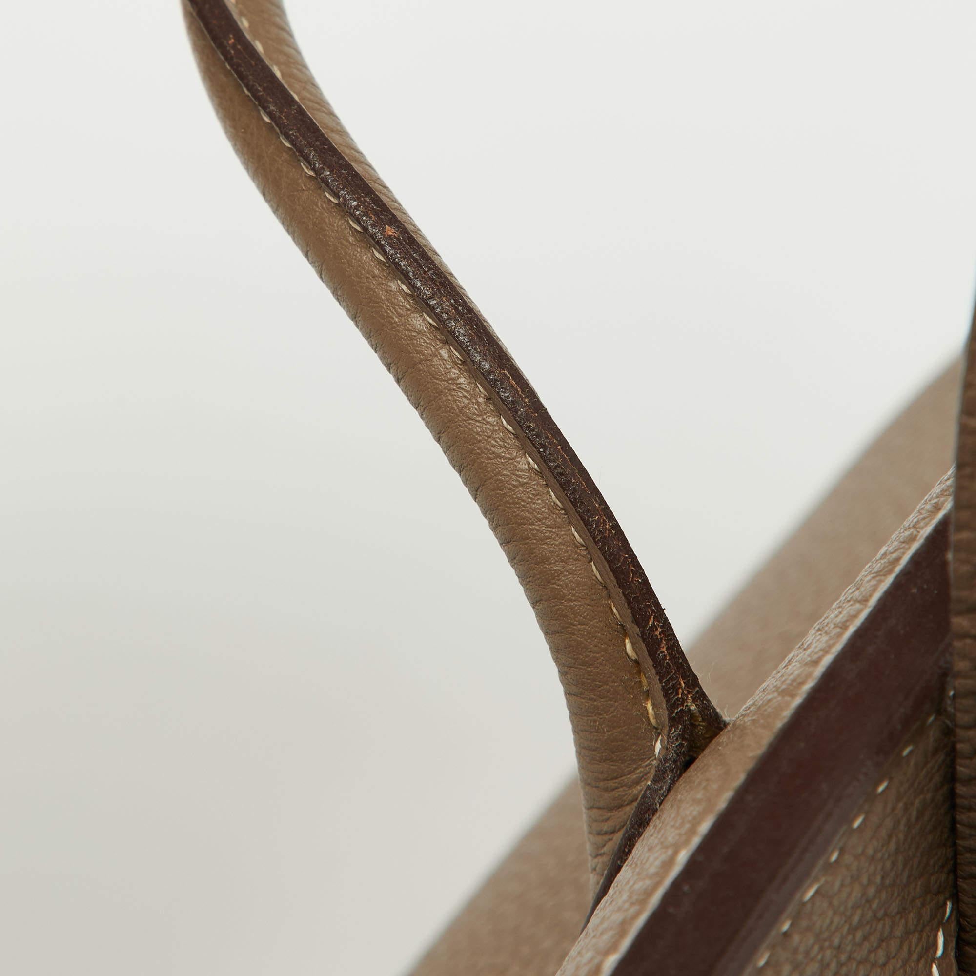Hermes Etoupe Togo Leather Palladium Finish Birkin 25 Bag 1