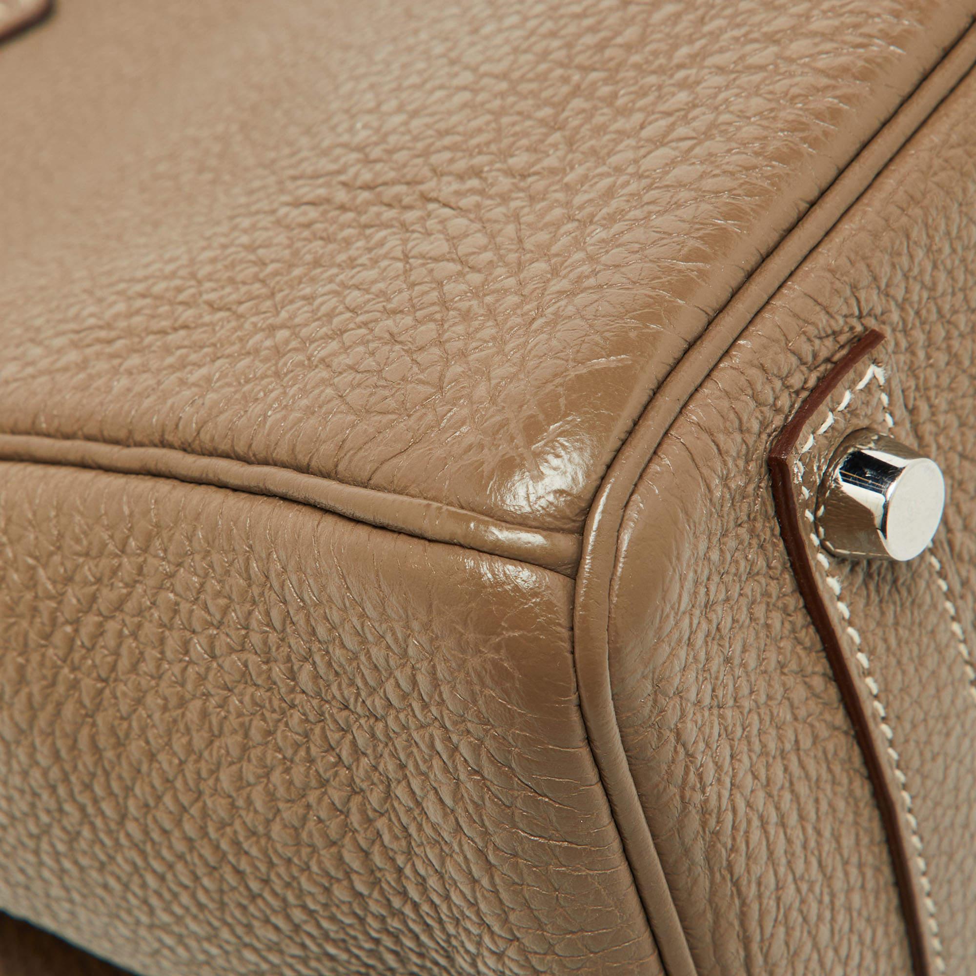Hermes Etoupe Togo Leather Palladium Finish Birkin 30 Bag For Sale 6