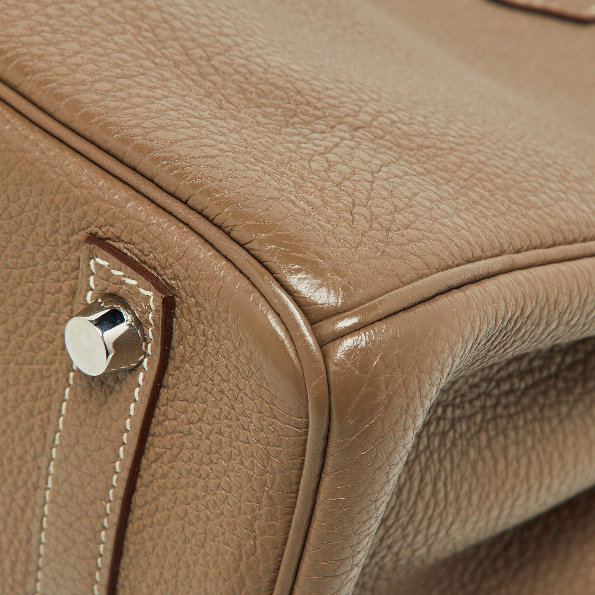 Hermes Etoupe Togo Leather Palladium Finish Birkin 30 Bag For Sale 9