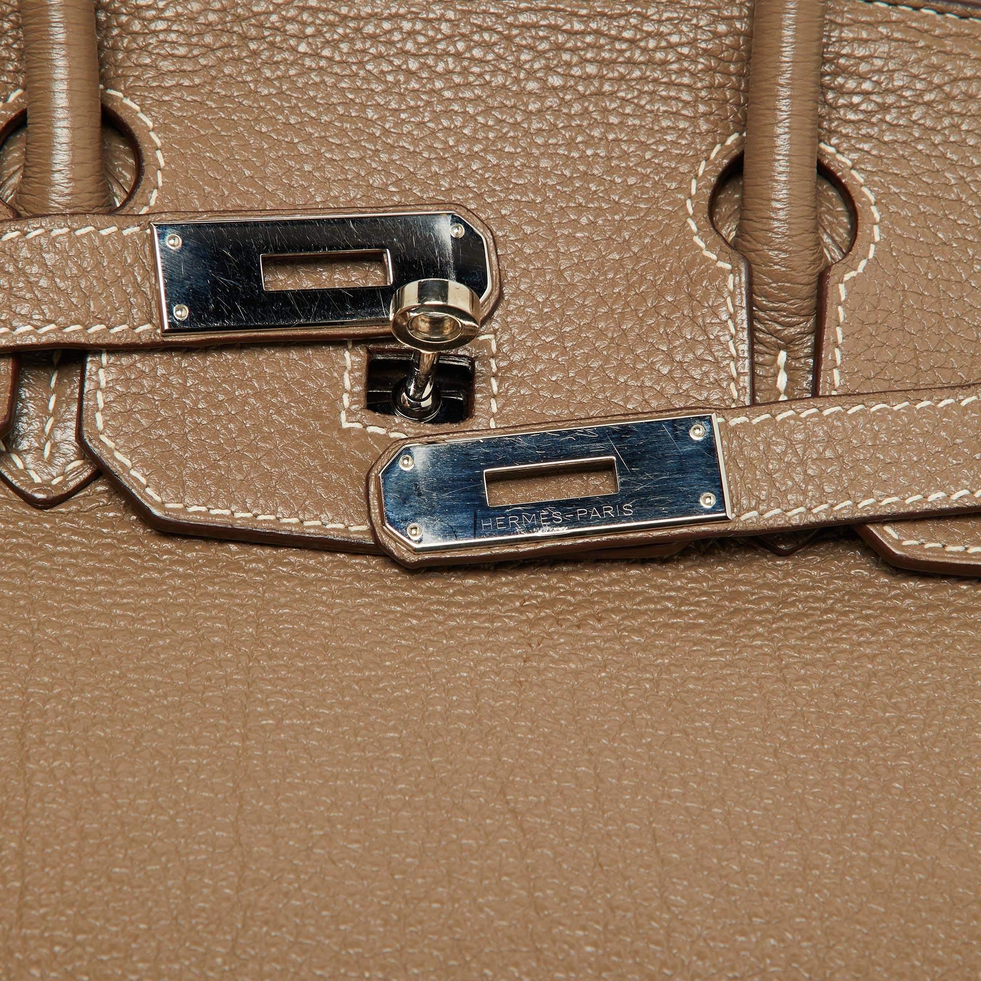 Hermes Etoupe Togo Leather Palladium Finish Birkin 30 Bag For Sale 2