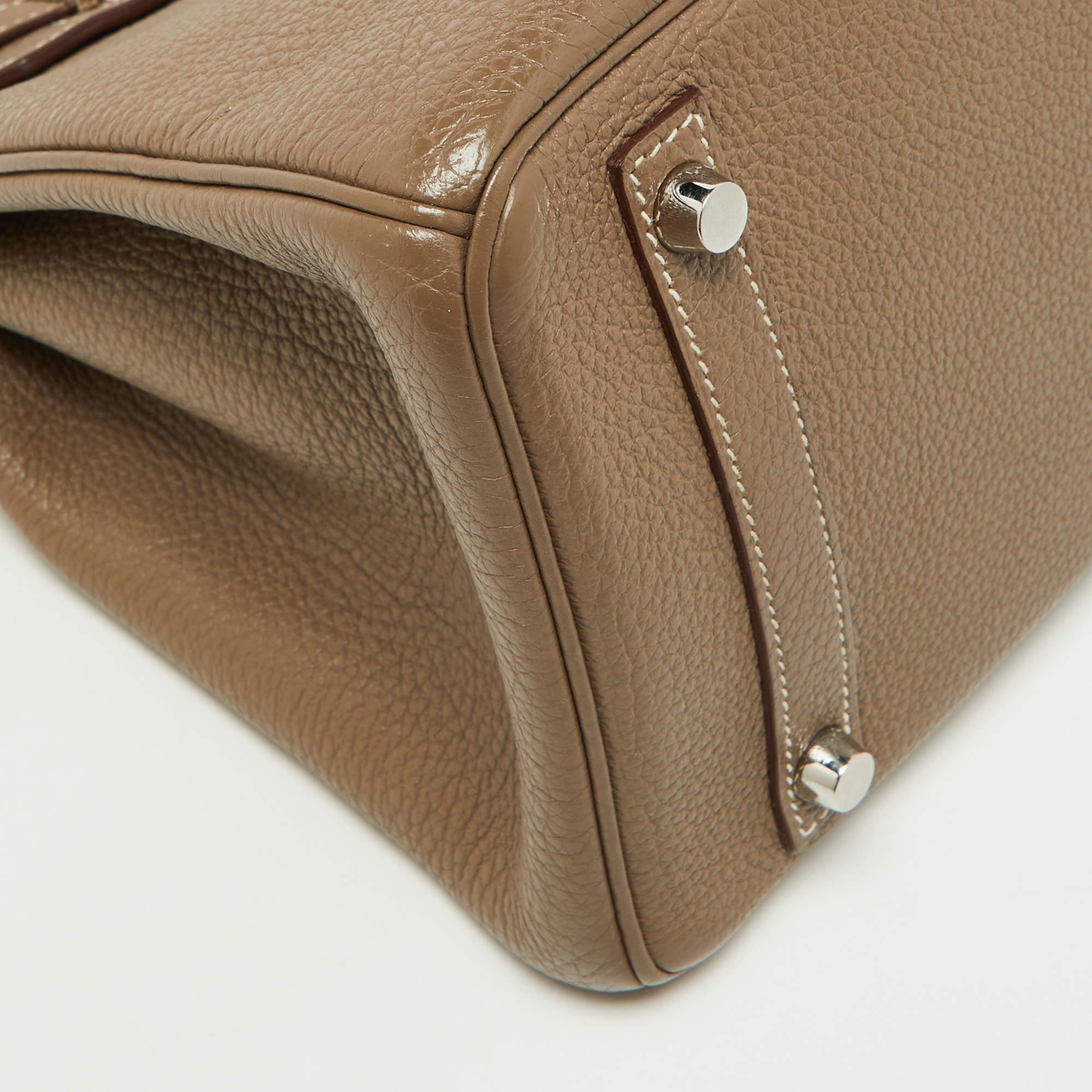 Hermes Etoupe Togo Leather Palladium Finish Birkin 30 Bag For Sale 4