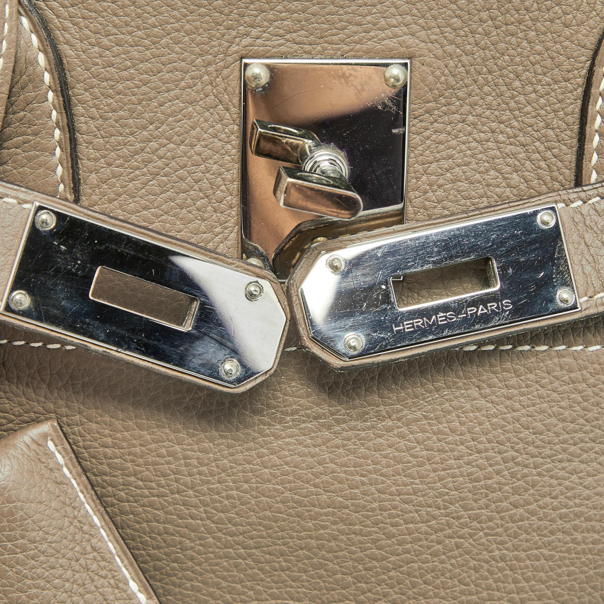Hermes Etoupe Togo Leather Palladium Finished Shoulder Birkin JPG 42 Bag 6