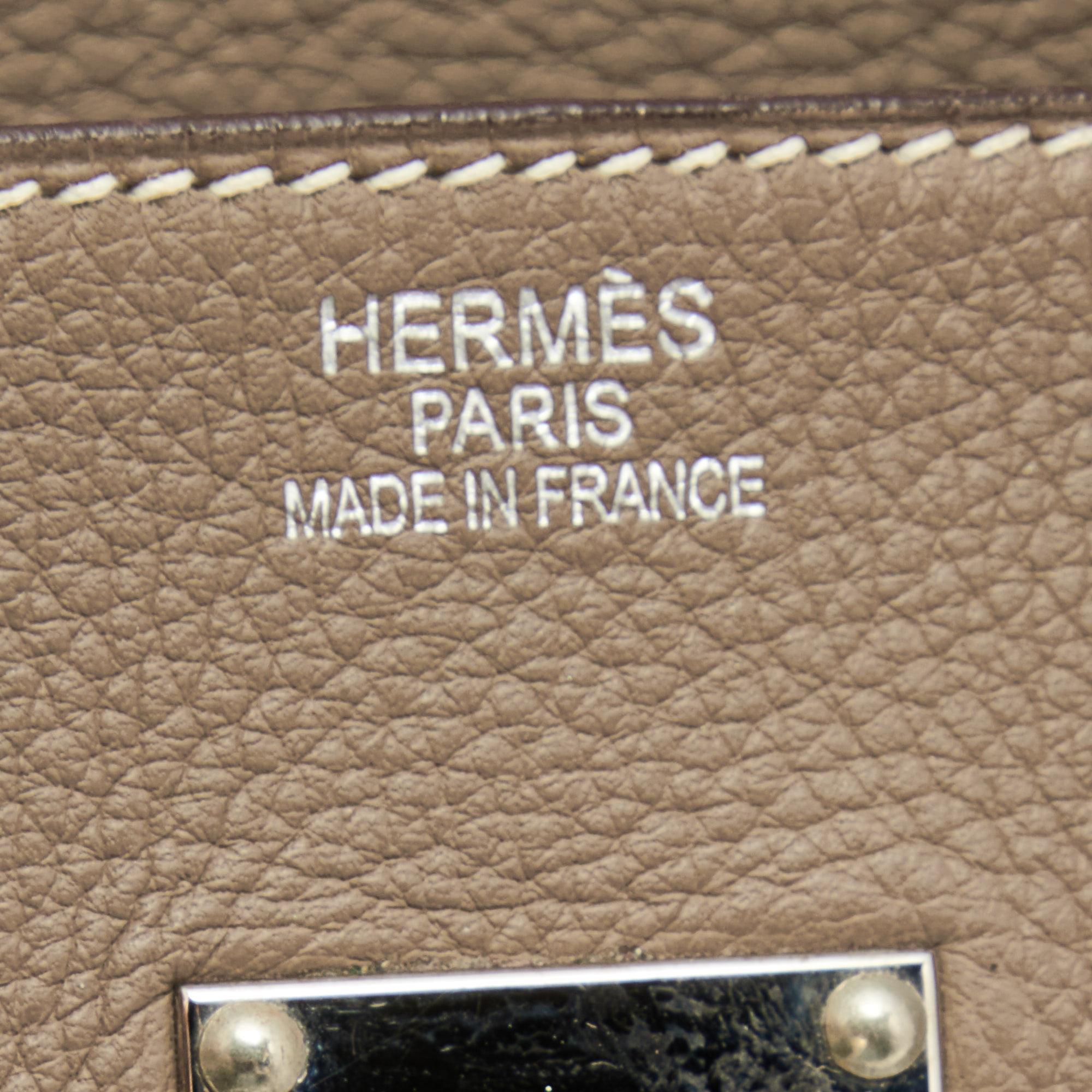 Hermes Etoupe Togo Leather Palladium Finished Shoulder Birkin JPG 42 Bag 7