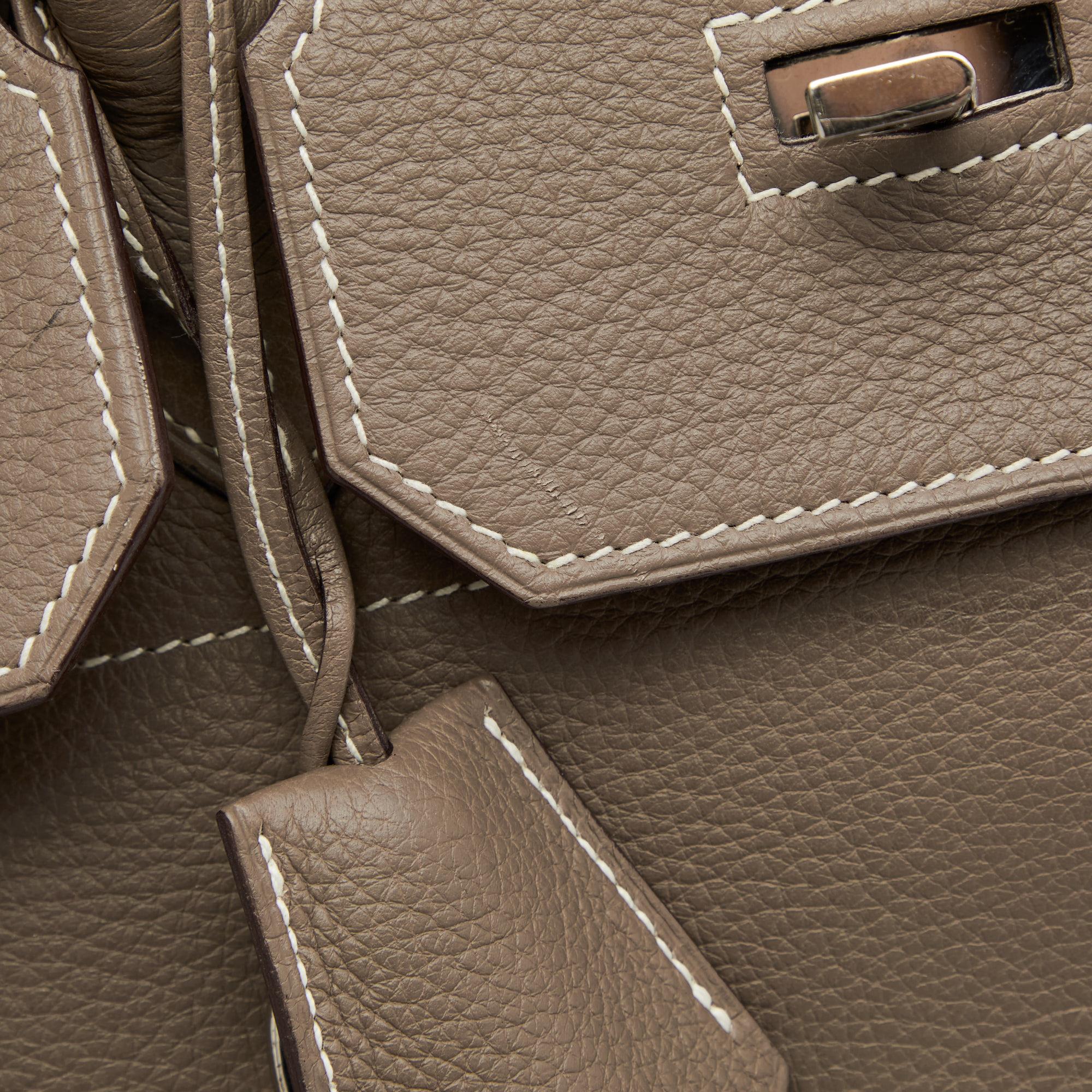 Hermes Etoupe Togo Leather Palladium Finished Shoulder Birkin JPG 42 Bag 8