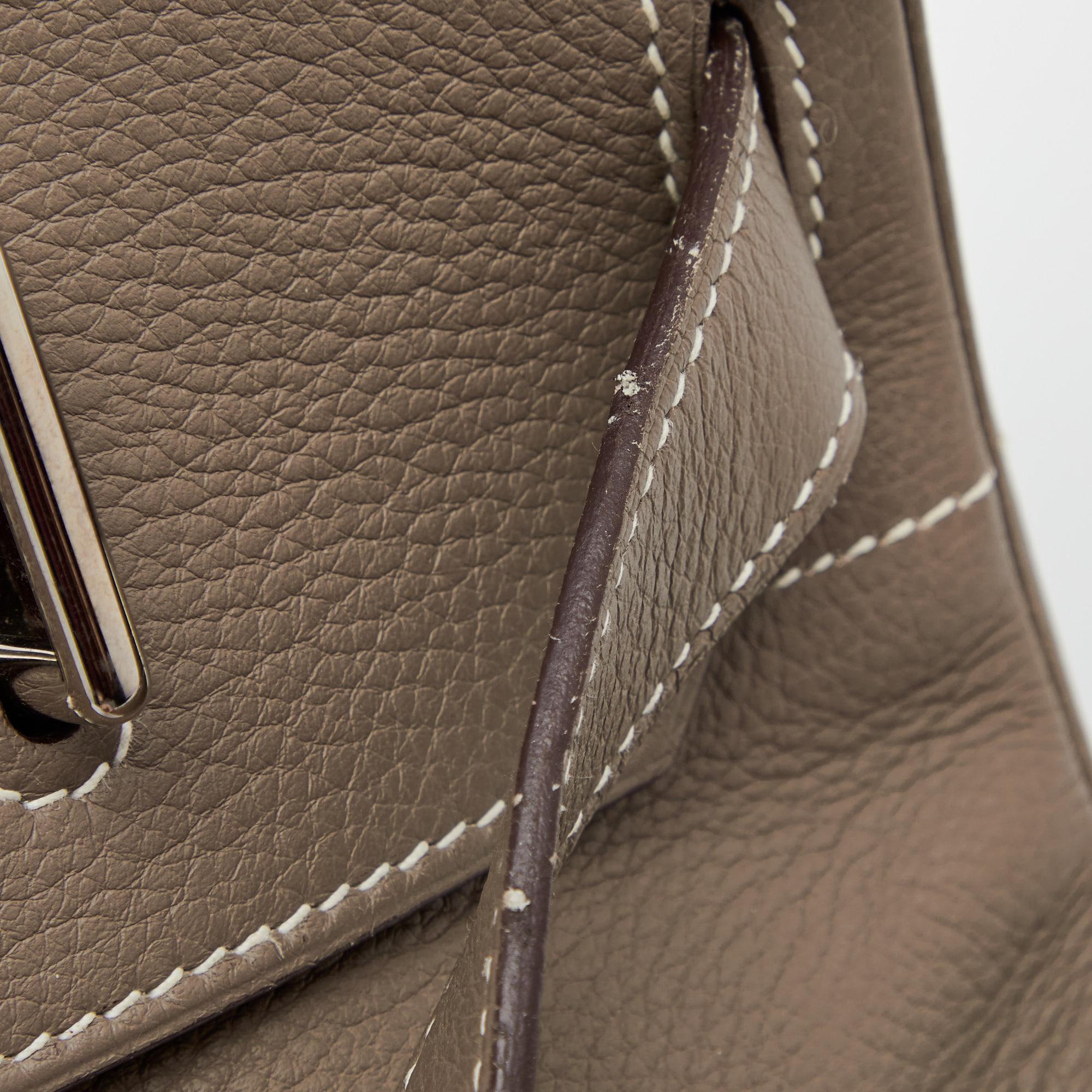 Hermes Etoupe Togo Leather Palladium Finished Shoulder Birkin JPG 42 Bag 13