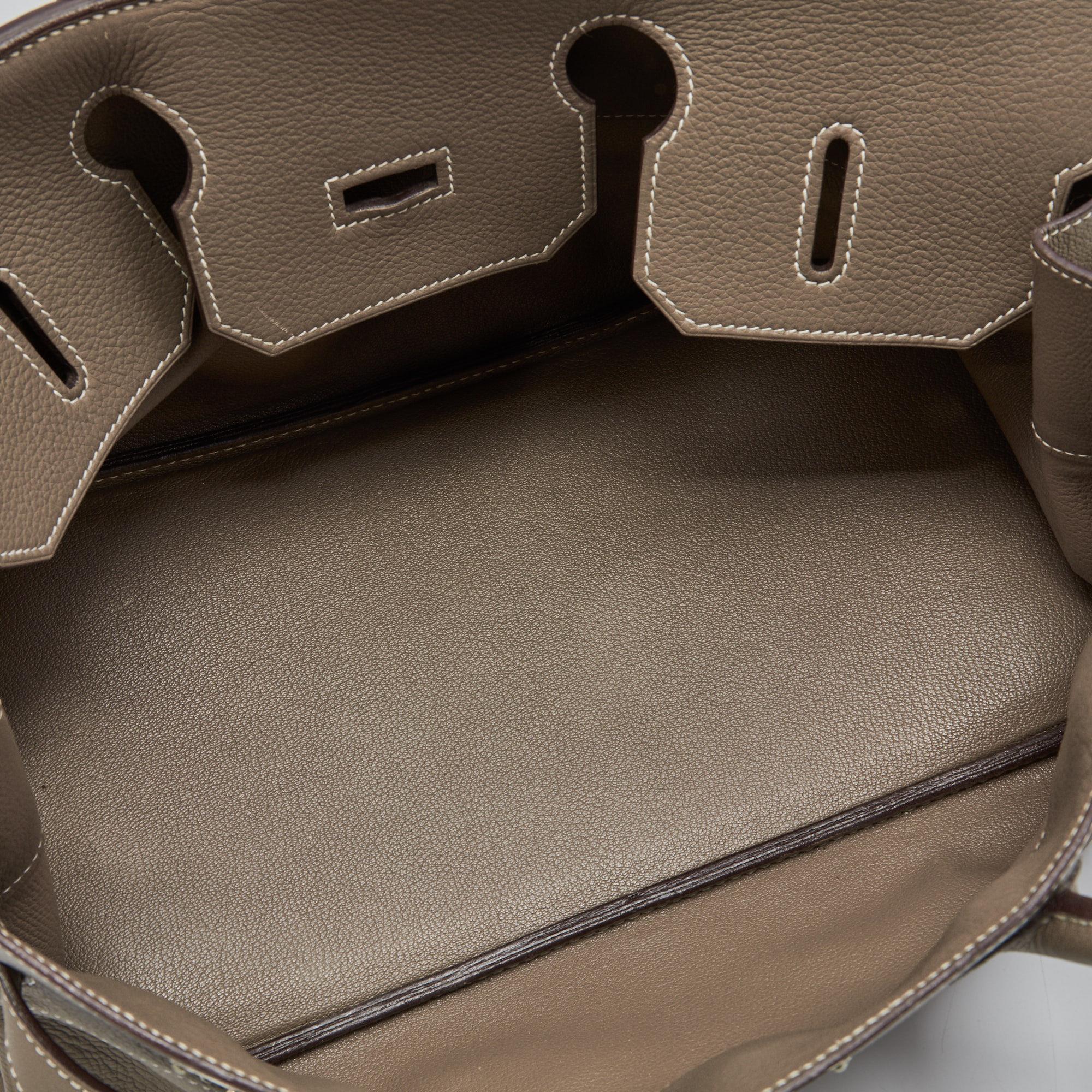 Hermes Etoupe Togo Leather Palladium Finished Shoulder Birkin JPG 42 Bag 4