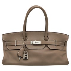 Hermes Etoupe Togo Leather Palladium Finished Shoulder Birkin JPG 42 Bag