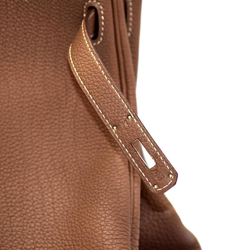Women's Hermes Etoupe Togo Leather Palladium Hardware Kelly Retourne 35 Bag