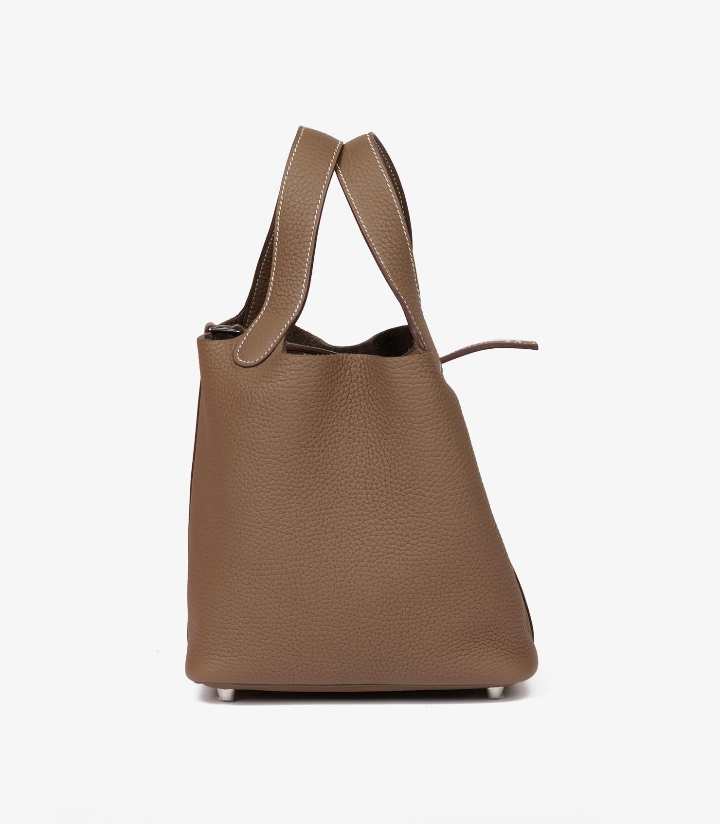 Hermès Etoupe Togo Leder Picotin Schloss 18 im Zustand „Neu“ im Angebot in Bishop's Stortford, Hertfordshire