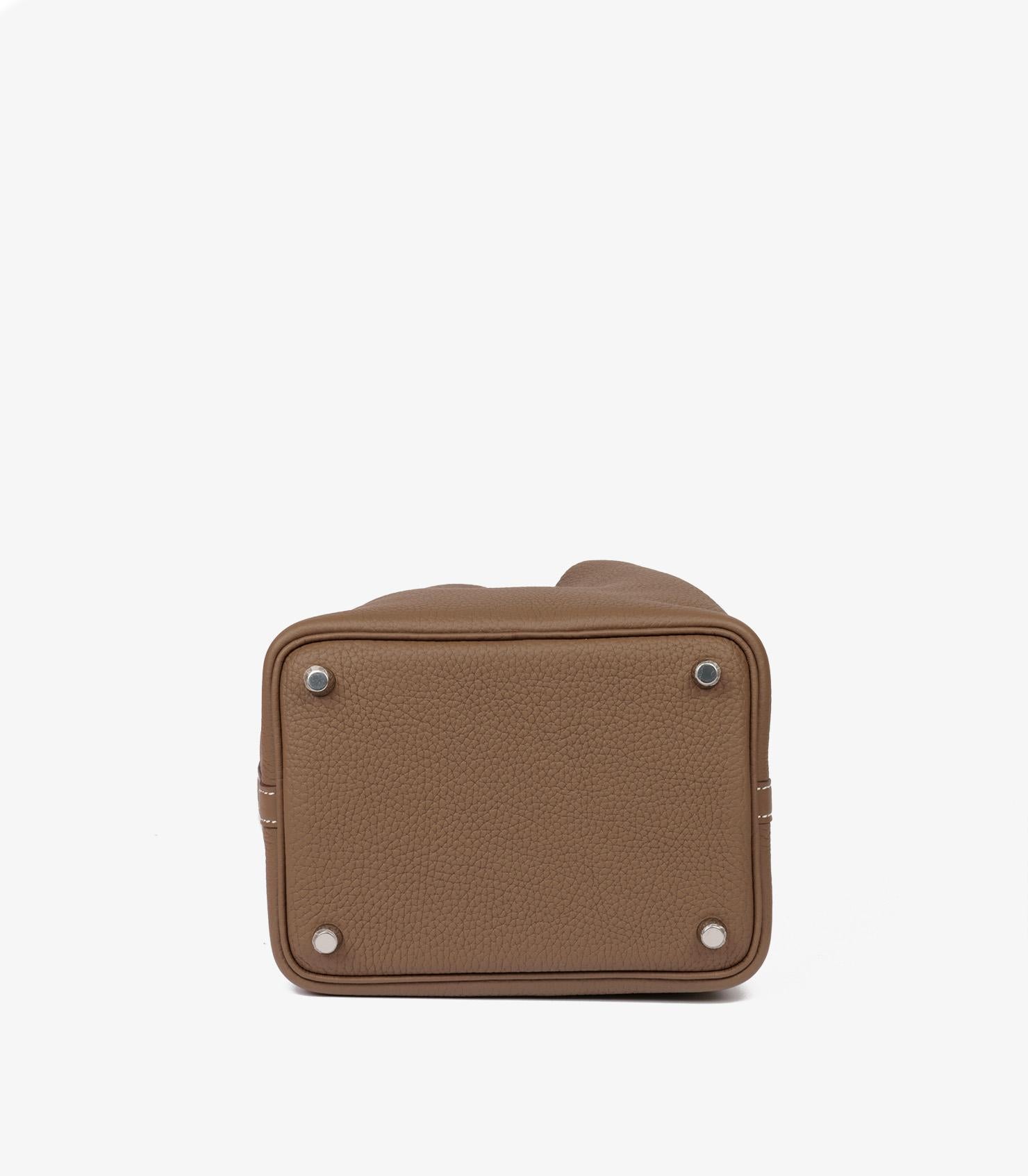 Hermès Etoupe Togo Leder Picotin Schloss 18 im Angebot 1
