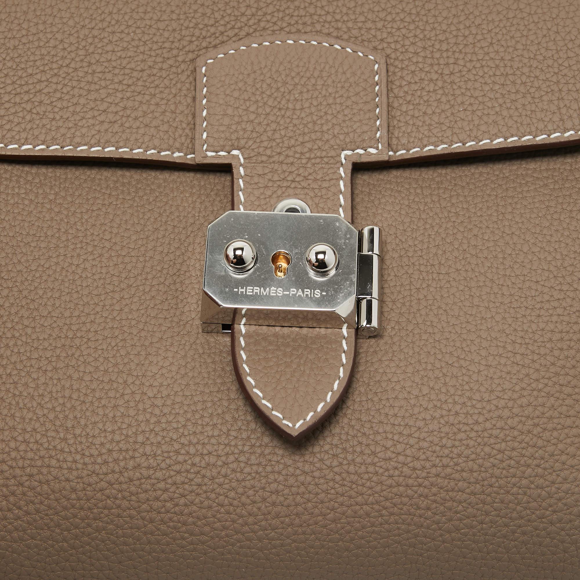 Hermès Etoupe Togo Leather Sac A Depeches 21 Bag 6