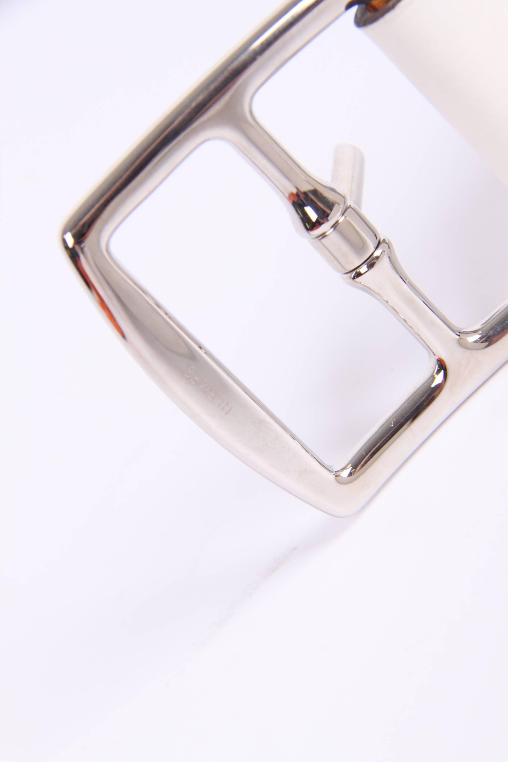 Hermes Etriviere 40 Unisex Taurillon Clemence Belt - white In New Condition For Sale In Baarn, NL