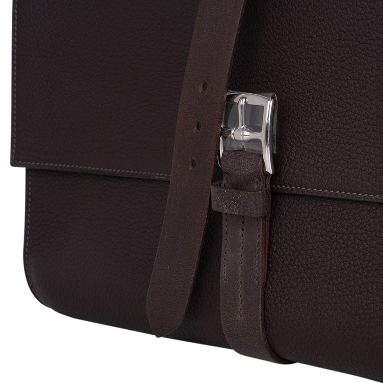 Hermes Etriviere Messenger Shoulder Bag Cacao Fjord Leather New at 1stDibs