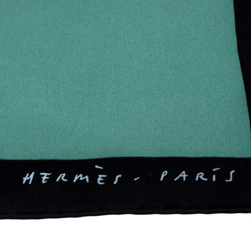 Black Hermes Etude Pour Un Iris-Arc En Ciel Floral Printed Silk Square Scarf