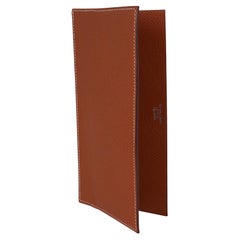 Hermes Euclide Card Case Bill Fold Gold Epsom Vintage New w/ Box