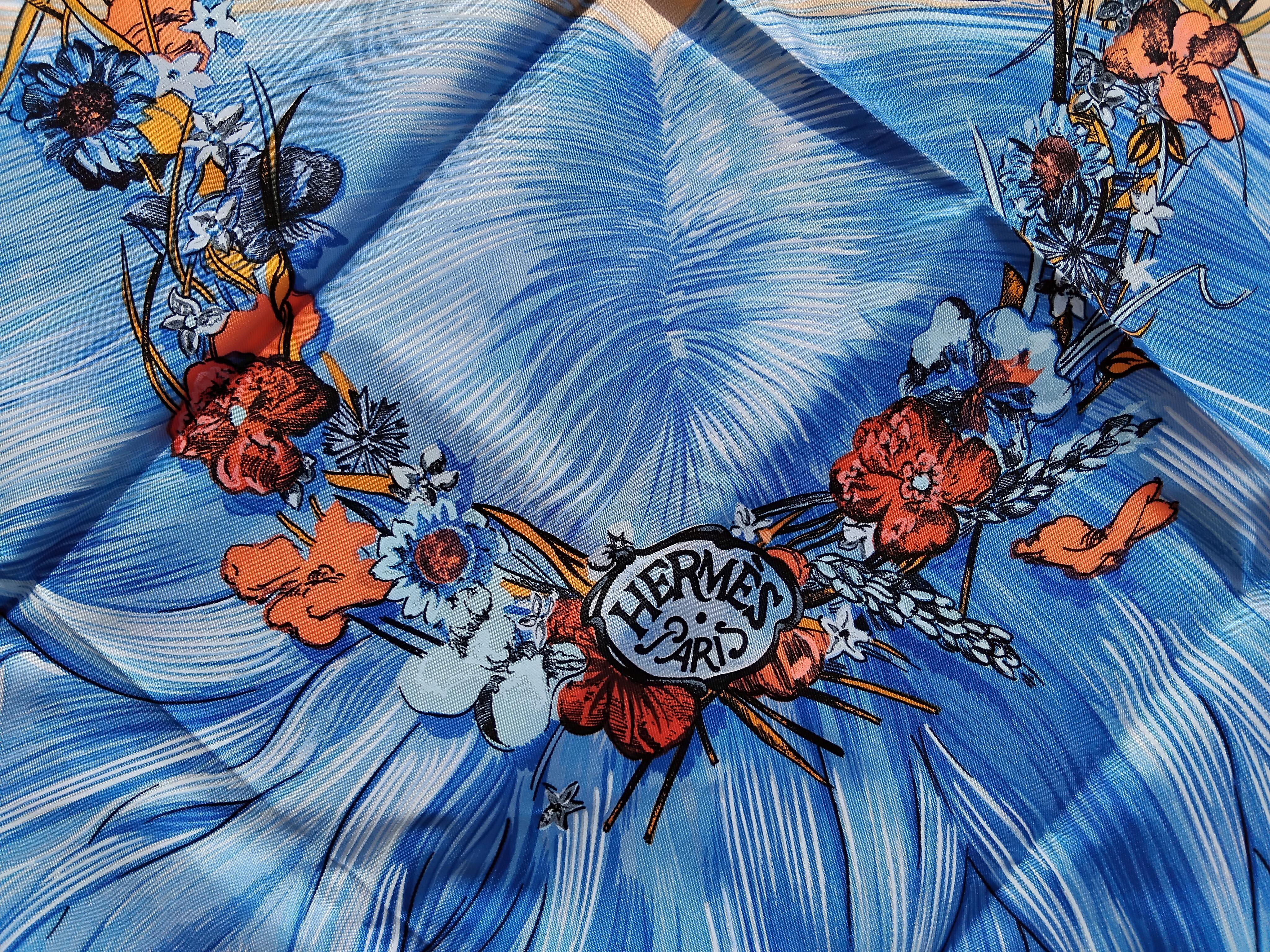 Blu Hermès EVA by Dumas Sciarpa di seta impermeabile 90 cm Raro in vendita