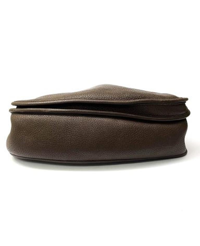 Hermés Evelyn Shoulder Bag in Brown Grained Leather with Silver Hardware 2