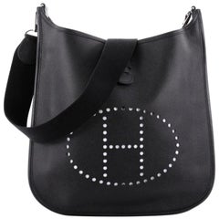 Used Hermès Evelyne 12he0103 Black Leather Messenger Bag