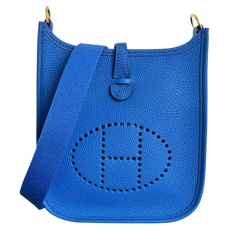 Hermès Evelyne 16 TPM Blue France Bag Gold Hardware For Sale at 1stDibs