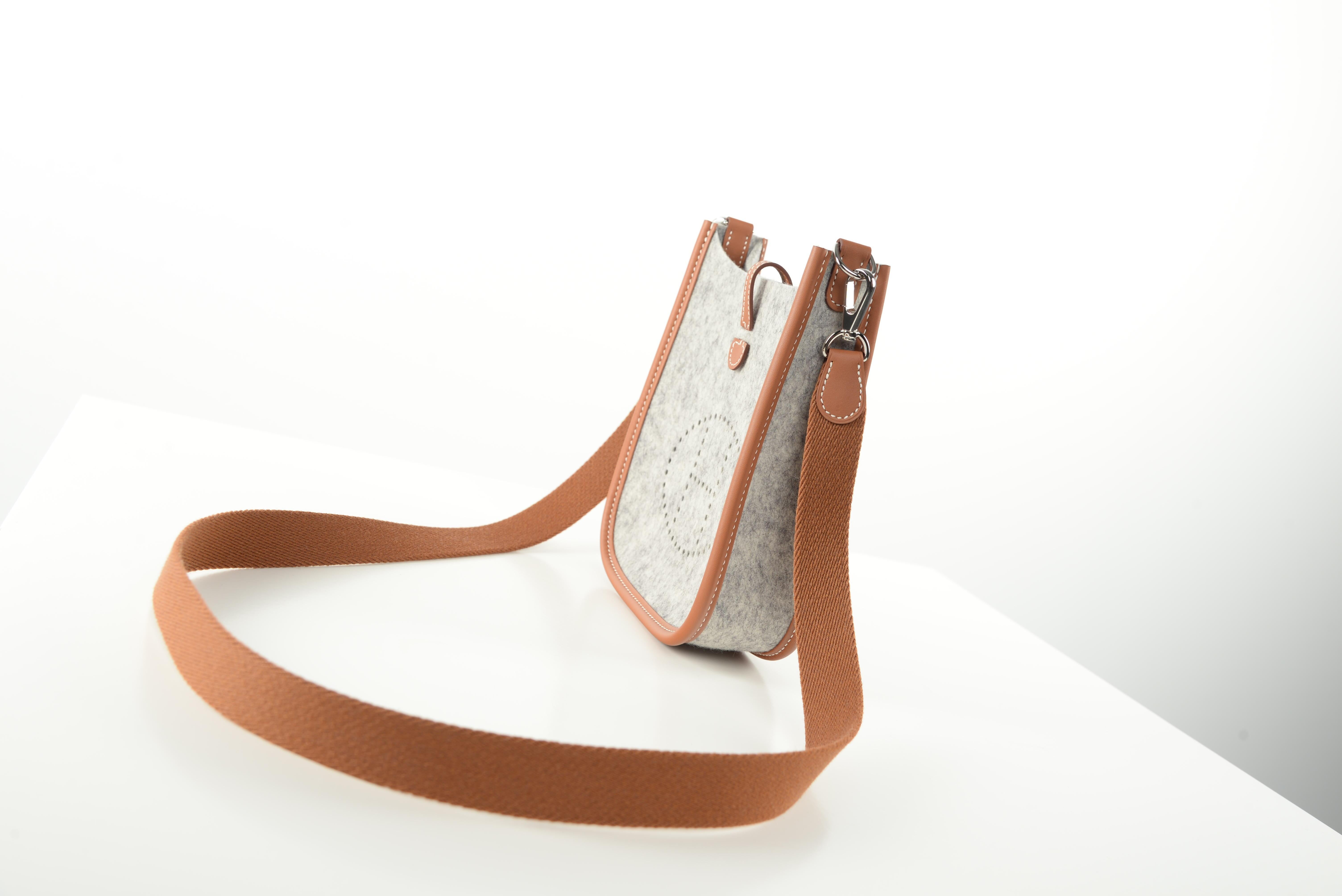 Marron Hermès Evelyne 16 TPM Mini Laine grise NEW Full-Set
