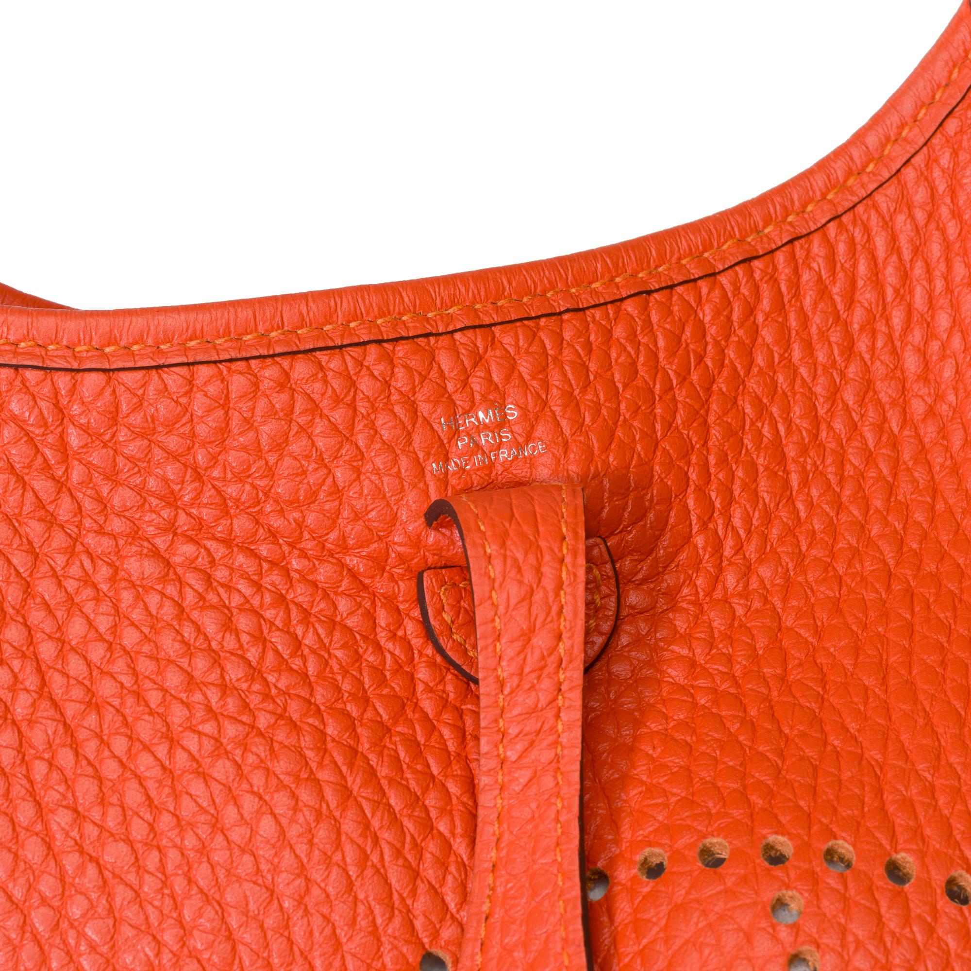 Hermès Evelyne 16 TPM shoulder bag in Taurillon Clemence Orange feu leather, SHW 2