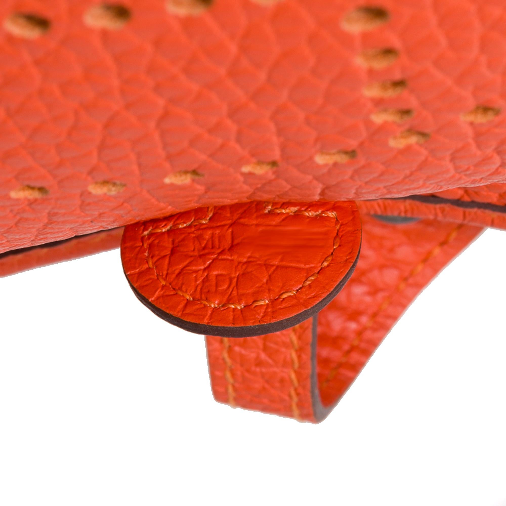 Hermès Evelyne 16 TPM shoulder bag in Taurillon Clemence Orange feu leather, SHW 3