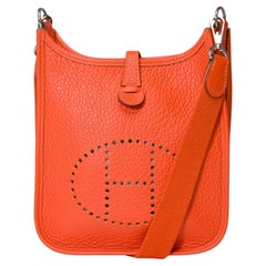 Hermès Evelyne 16 TPM shoulder bag in Taurillon Clemence Orange feu leather, SHW