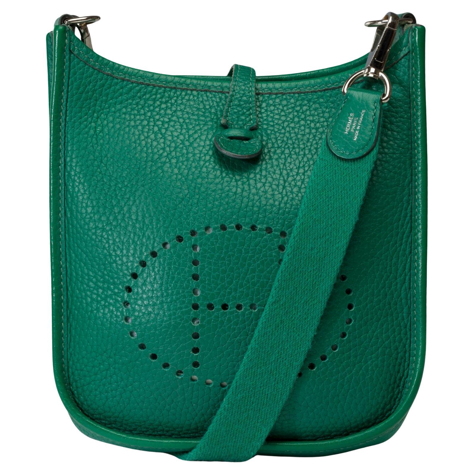 Hermès Evelyne 16 TPM shoulder bag in Vert Jade Taurillon Clemence leather, PHW For Sale