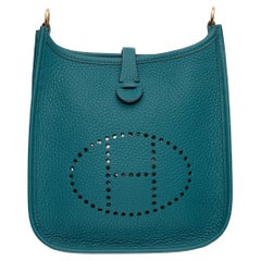 Hermes Evelyne 16cm Vert Bosphore Clemence Leather Gold Hardware