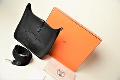 Hermes Evelyne 29 Black Clemence Leather With Strap