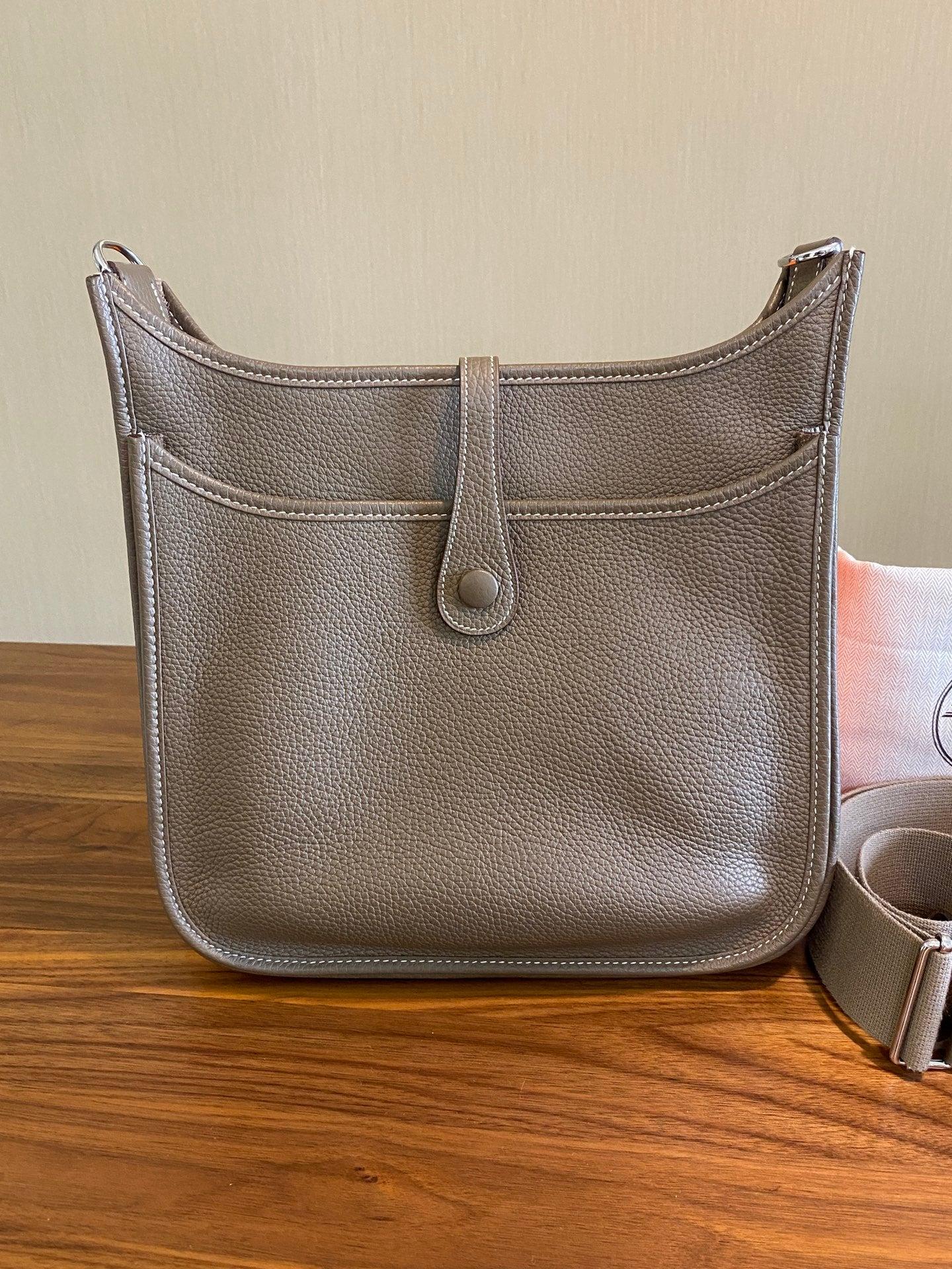 Hermes Evelyne 29 Large Crossbody Bag Grey with Strap For Sale 5