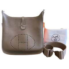 Hermes Evelyne 29 Large Crossbody Bag Grey with Strap