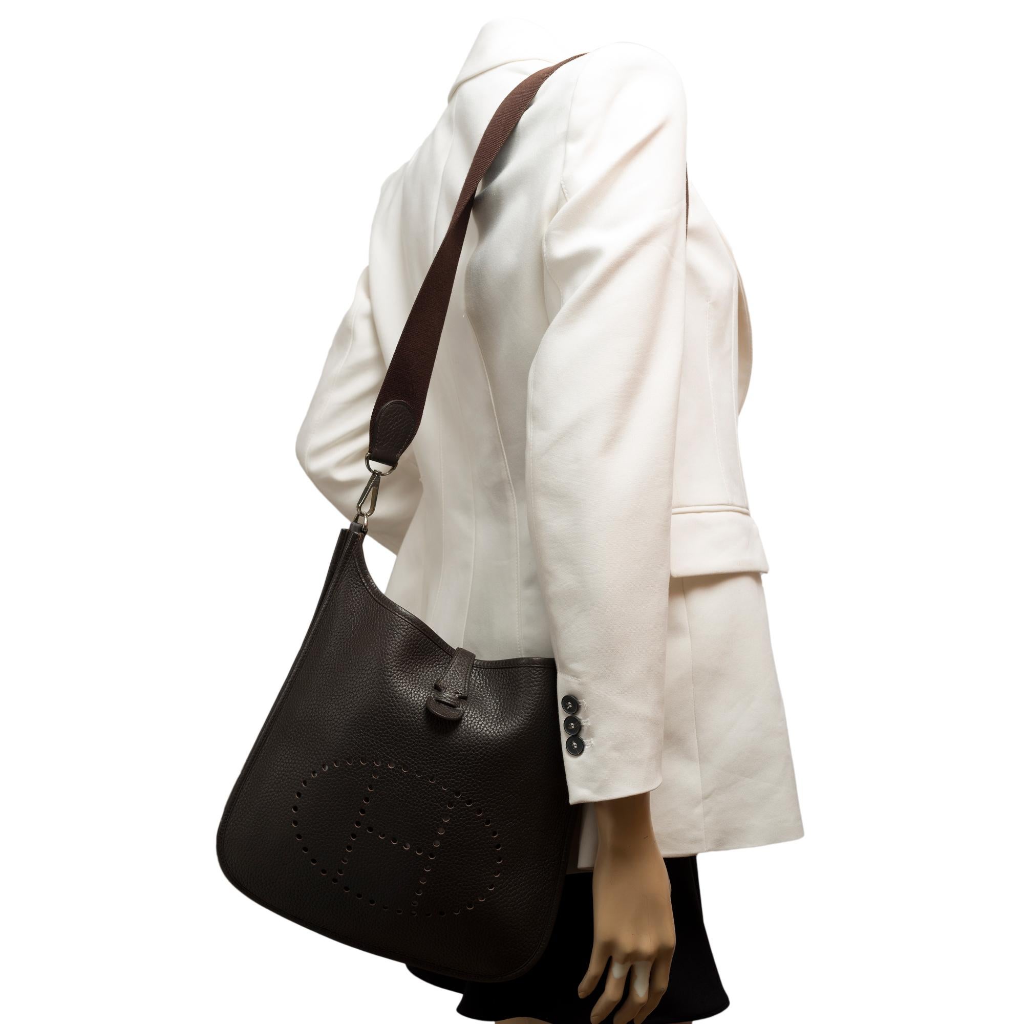 Hermès Evelyne 29  shoulder bag in Brown Taurillon Clemence leather, SHW 6
